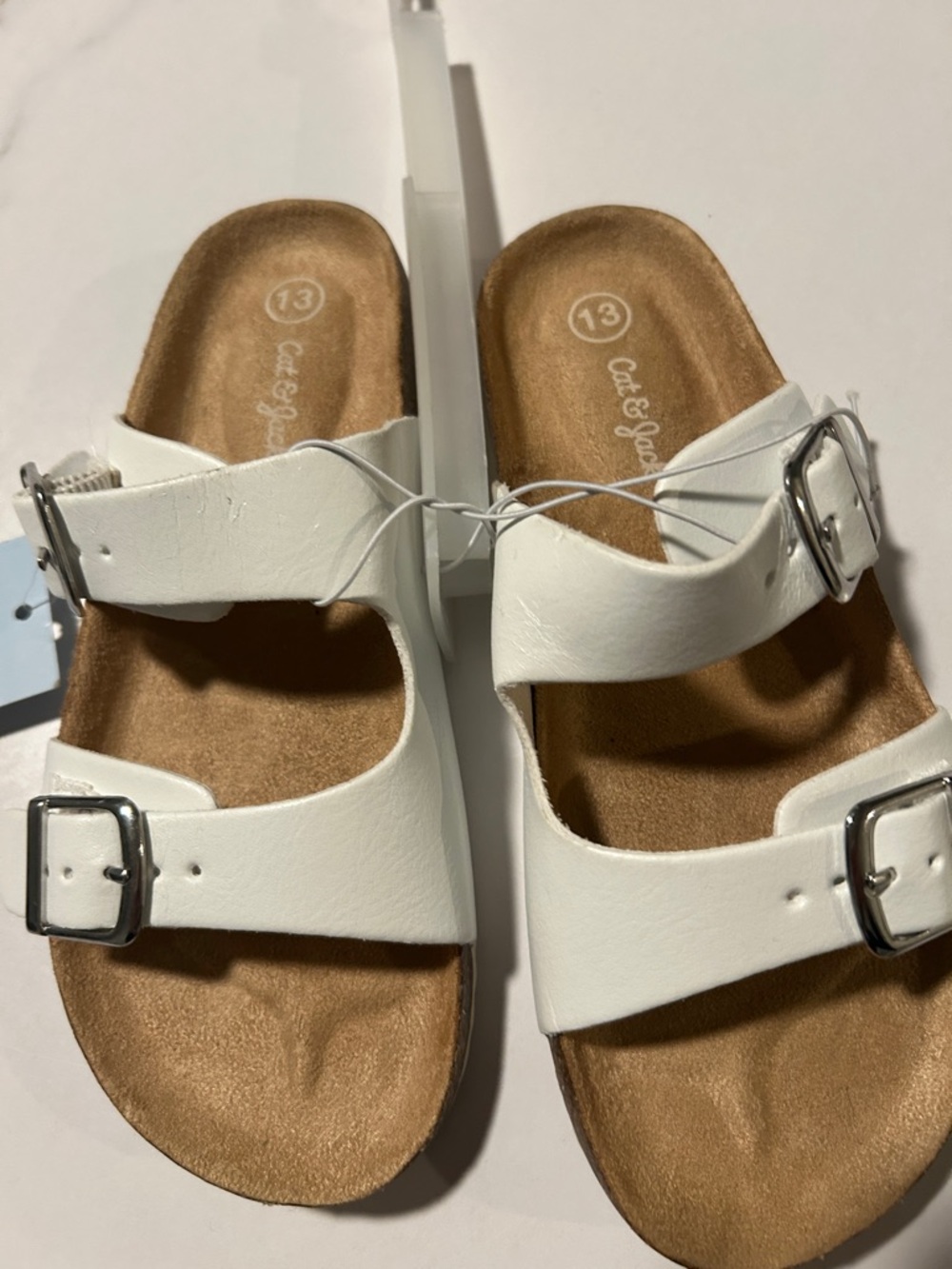 Cat and Jack White Buckles Slip on Sandals